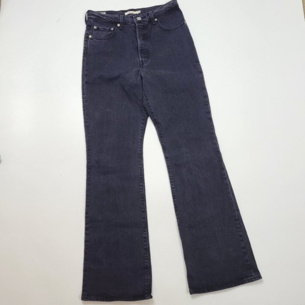 Levi's Ribcage Boot Cut Jeans Black Stretch Denim | Size 29